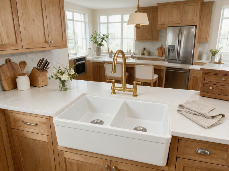 TAITAO S12126 fireclay kitchen sink, dimensions 32.52"