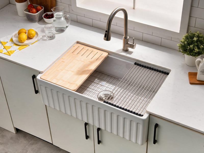 TAITAO S2025K-Series fireclay kitchen sink, dimensions 30"