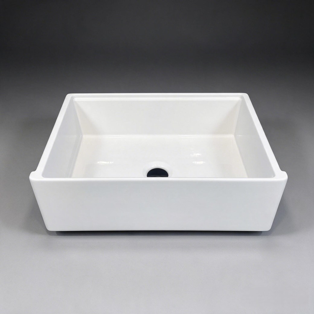 TAITAO S2025T-Series self-trimming fireclay farmhouse sink - 30/33 inch single bowl front view