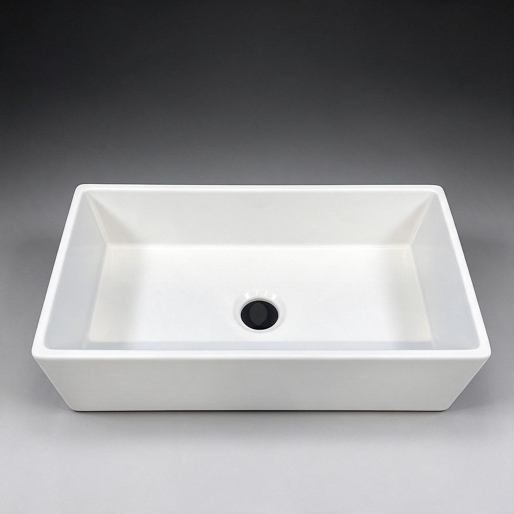 TAITAO S331820 33" fireclay farmhouse or undermount single bowl kitchen sink — front three-quarter view