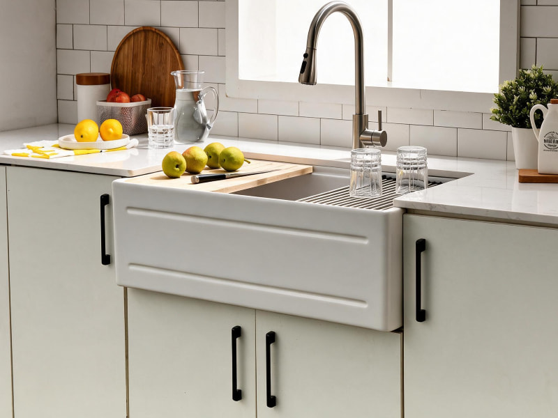 TAITAO S332014H fireclay kitchen sink, dimensions 33"