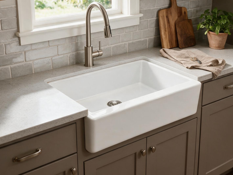 TAITAO S332018P fireclay kitchen sink, dimensions 33"