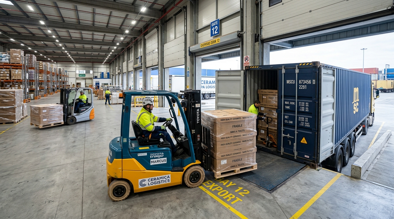 Loading and dunnage securing at the port: the photographs taken here are what connect a test report to the cartons that actually shipped.