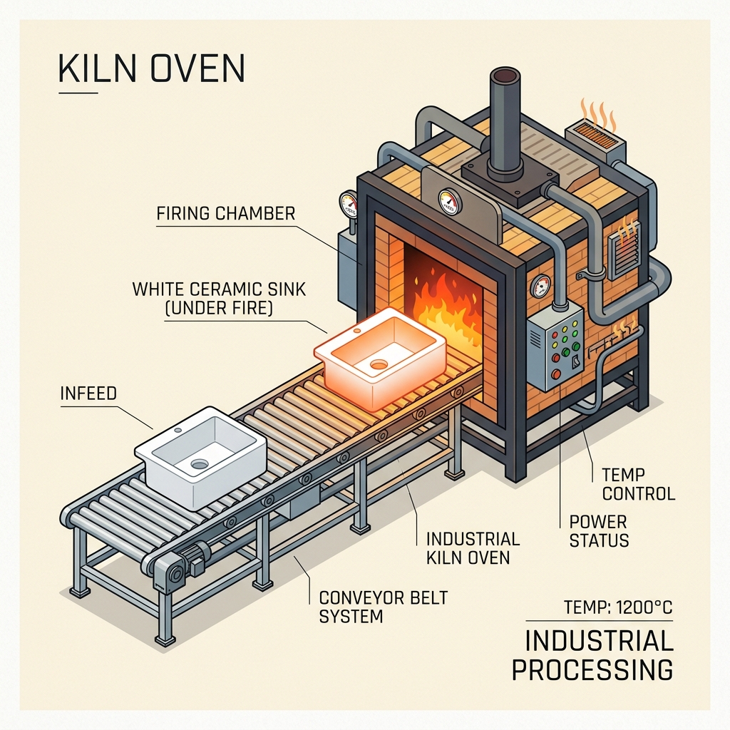 96-Meter computerized tunnel kiln thermal vitrification illustration