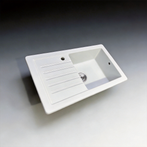 33-inch White Fireclay Single Bowl Inset  Kitchen Sink with an Integrated Drainboard