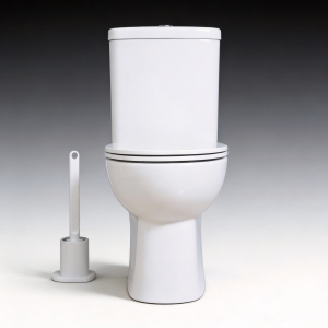 Two-piece rimless washdown back-to-wall D-shape toilet