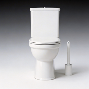 Two-piece rimless washdown back-to-wall D-shape toilet