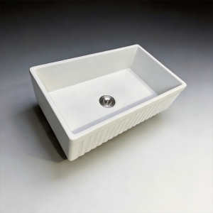 33-inch White Fireclay Single Bowl  Farmhouse/Apron Fluted Front Kitchen Sink