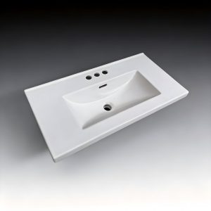 OEM & Wholesale High-Gloss White Ceramic Inset Vanity Basin 3-Hole Mount Bathroom Sink TAOTAO LV-10117H