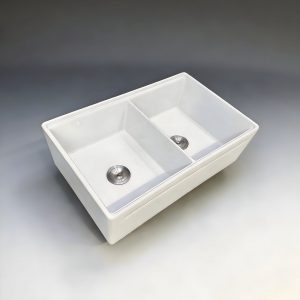 Wholesale TAITAO S2014E Series: 33″ & 36″ Fireclay Double Bowl Farmhouse Sinks with Integrated Workstation Ledge