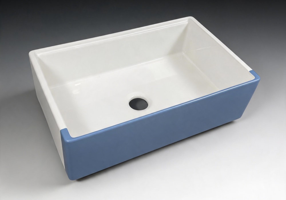 Matte Blue Apron Front Fireclay Sink