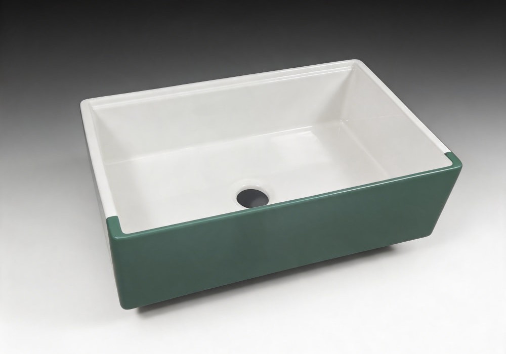 Matte Green Apron Front Fireclay Sink